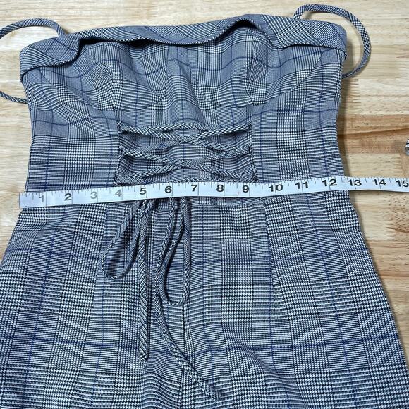 Reformation NWT Cameran Jumpsuit Grey Plaid Size 2 Adjustable Corset Bodice - Picture 11 of 14